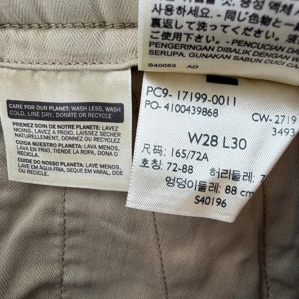 Levis XX Chino Pants Mens 28x30 (28x28) Beige Slim Taper Stretch Canvas Casual